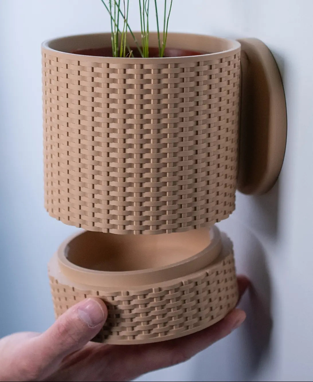 Basketweave Wall Mounted Planter | Indoor Planter | Outdoor Planter |  Drip Tray